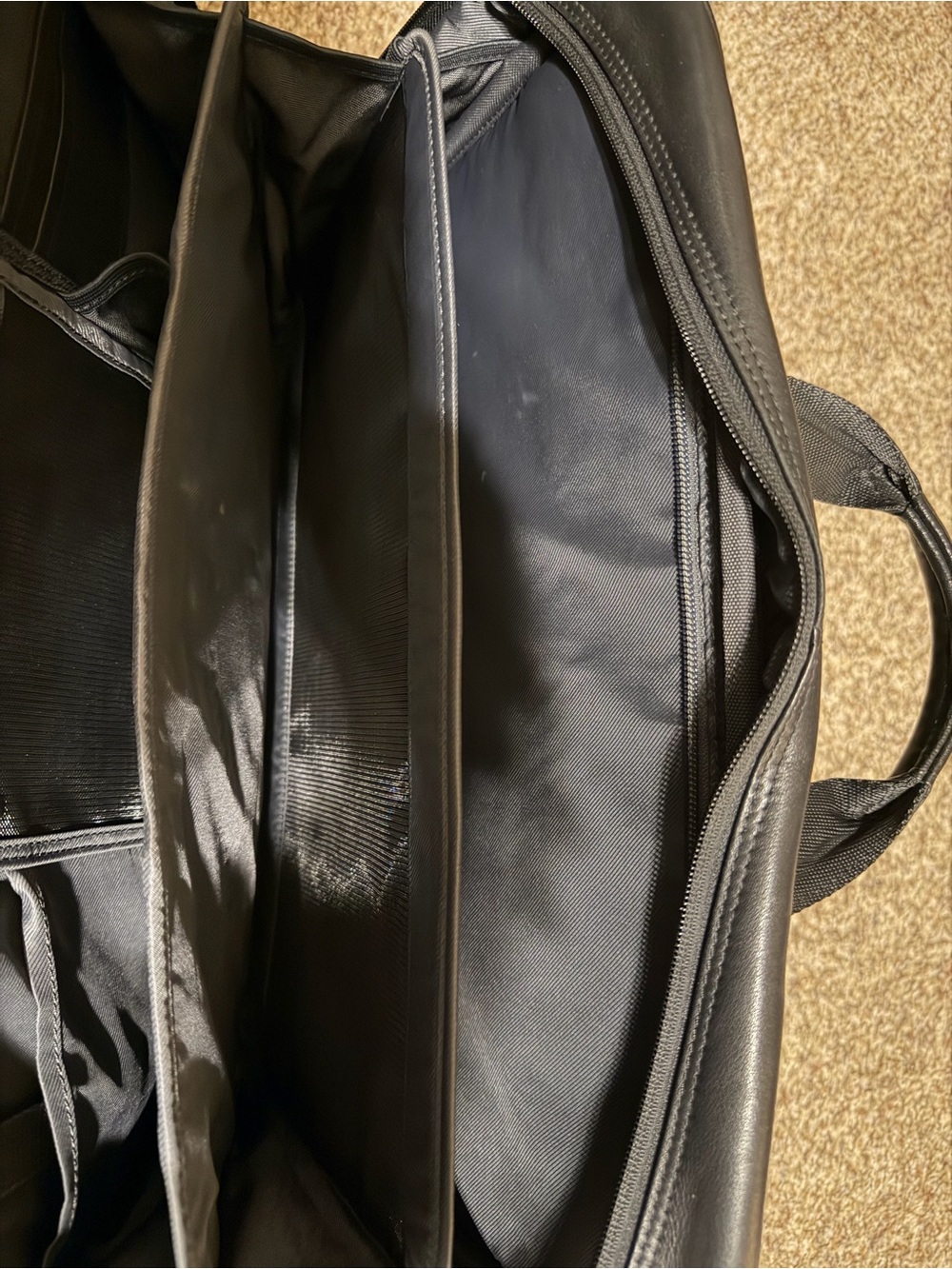 Briggs & Riley Black Leather Briefcase with Shoulder Strap - Picture 6 of 10